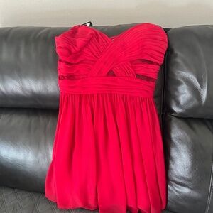 Adrianna Papell Cutout Chiffon Red Dress with Spaghetti Straps